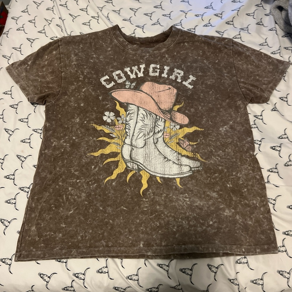 Source Unknown Cowgirl Boot Graphic Kids T-Shirt - Brown
